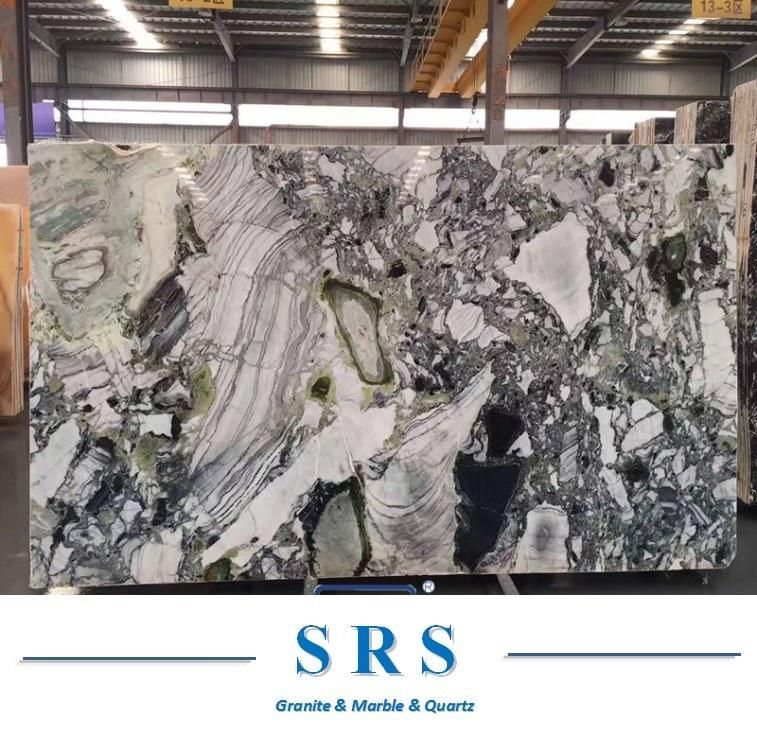 Chinese Ice Jade Green Marble Slab for Flooring and Background Wall Bathroom Tile