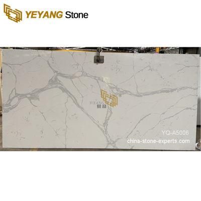 China Quartz Factory Calacatta Quartz Big Slab for Kitchen Island/Countertop