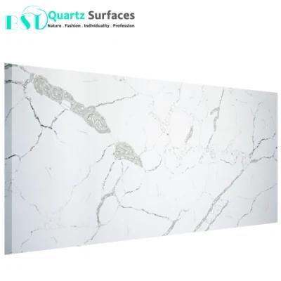 Marble Textures Calacatta White Quartz Engineered Stone for Countertop