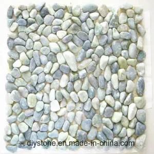 Blue Thin Tile Mini Pebble Mosaic Tile Garden Paving