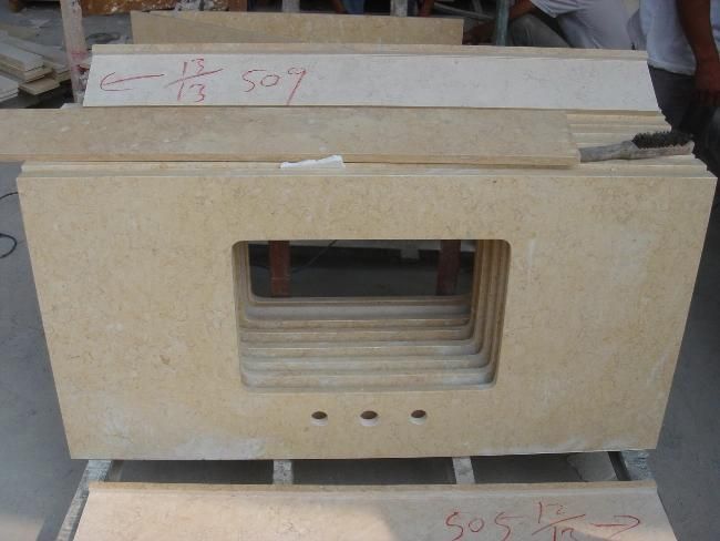 Pretty Polished White Marble Vanity Top for Bathroom