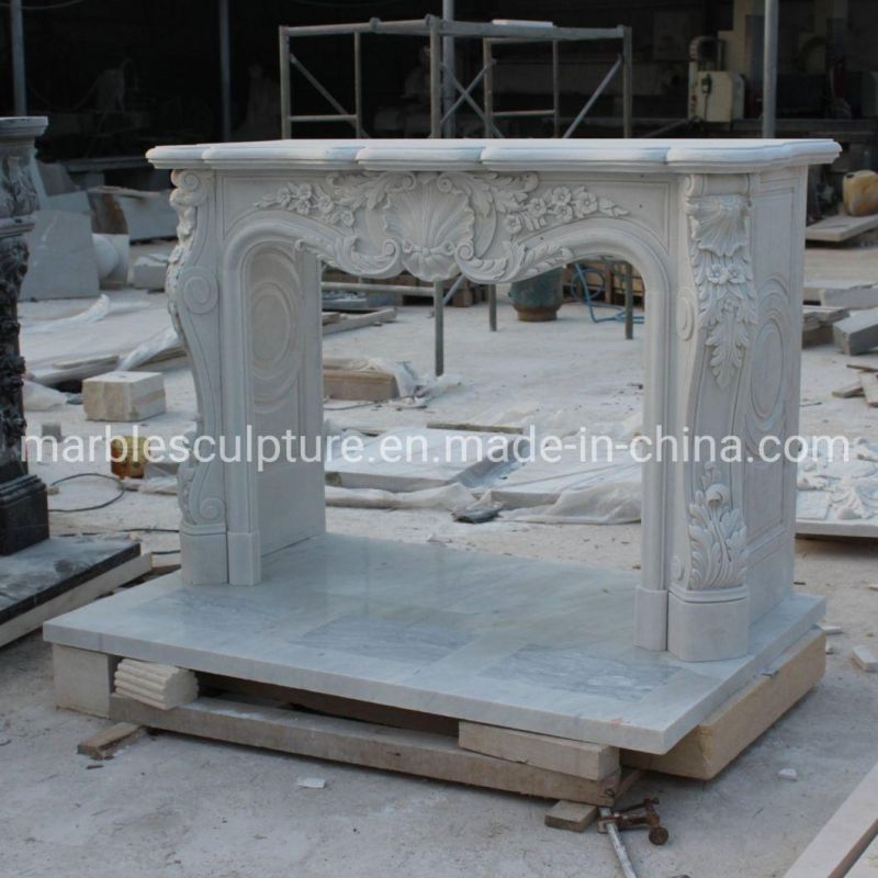 Hot Selling Classic White Marble Sone Mantel Fireplace (SYMF-280)
