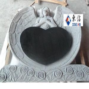 Angel Heart Headstone, Black Granite Monument Tombstone