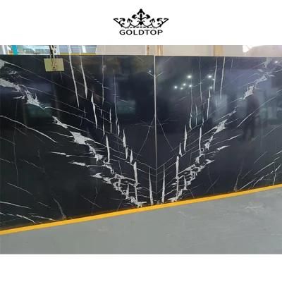 Natural Stone Polished Indoor Decoration Black Marquina Slab Marble Wall Tiles