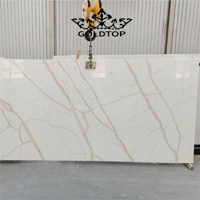 Artificial Polished/Honed 3200X1600mm White/Black/Grey Calacatta Gold Quartz Worktop for Kitchen/Bathroom Slab/Tile/Countertop