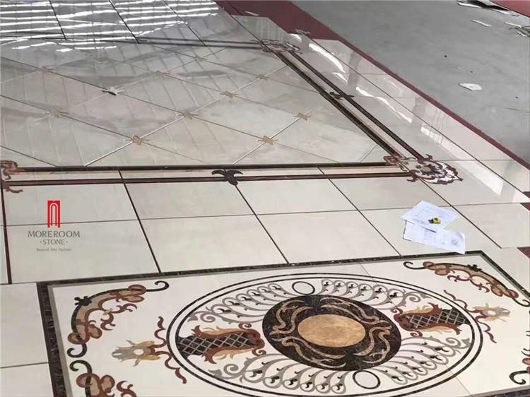 Moreroom Stone Custom Lobby Flooring Design Waterjet Marble Medallion for Sale
