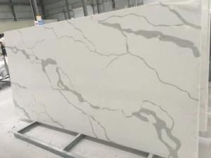 Calacatta White Artificial Quartz Stone Kitchen Flooring