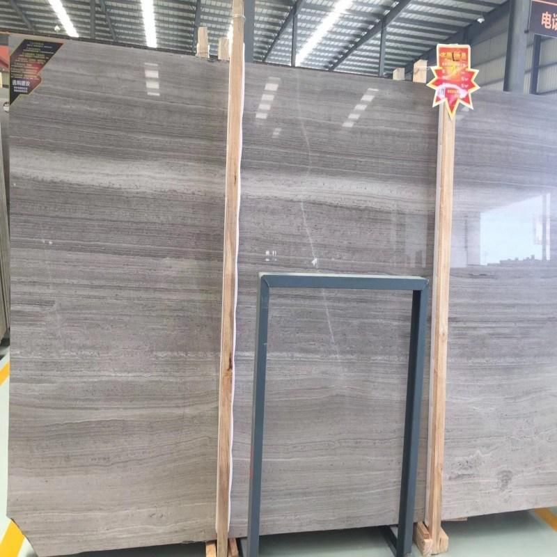 Natural Stone Chinese White Wood Grain Marble Slabs Polished Surface Wallstone Countertop