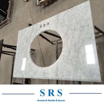 Polished Marble Vanity Top White Carrara for Bathroom