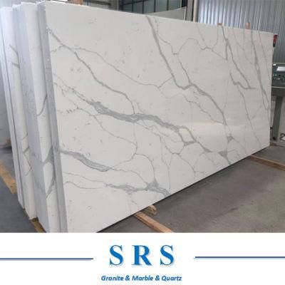 White/Black Calacatta Slab Artificial Quartz for Kitchentop Countertops Kitchen Project