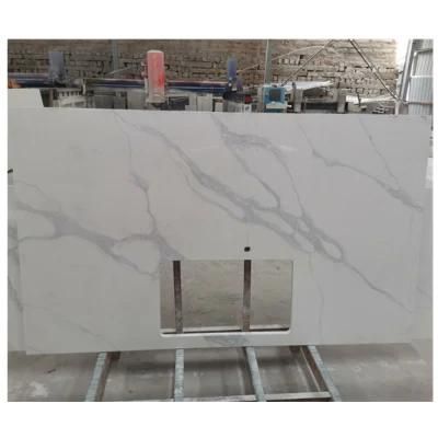 Cheap Calacatta White Artificial Quartz Stone Good for Countertop Kitchen Island