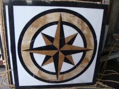 Square Five Point Star Design Marble Waterject Pattern