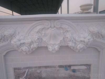 American Style Home/Decorative Hand/Carved Stone Mantel White Carrara Marble Fireplace