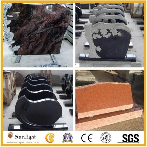 Natural Stone White/Green/Grey/Red/Black Granite/Marble Headstone for Cremetery Garden