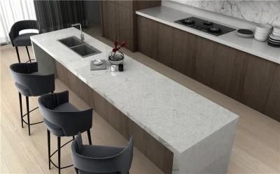 Artificial Quartz White Gray Engineered Stone for Kitchen Furniture Countertop