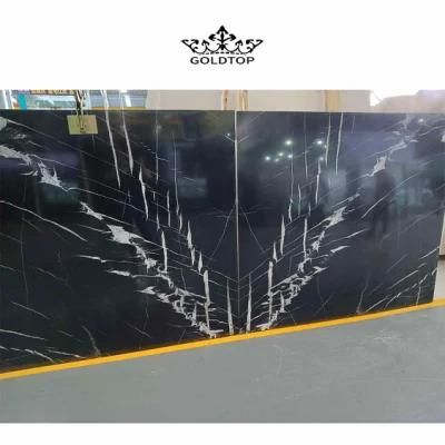 Stone Black Nero Margiua Marble Slabs White Veins Black Marble Slab for Bathroom Sink Countertop