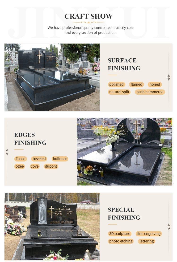 Poland Beida Qing Granite Black Tombstone Monument Headstone Flower Bed
