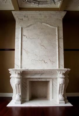 Beige Marble Double Levels Fireplace