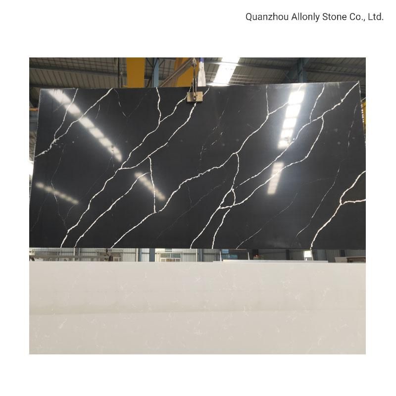 Prefabricated Black Quartz Kitchen Island Stone Countertop