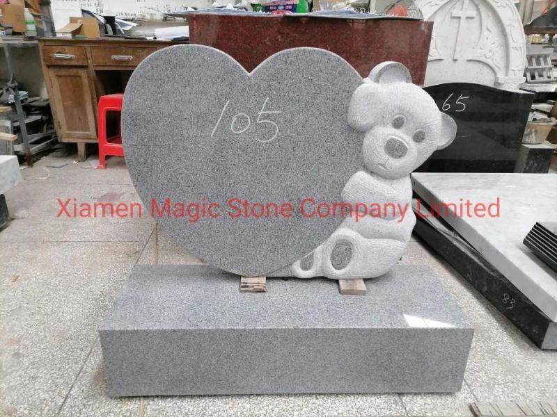 Wholesale Low Price Grey Granite Bear Headstone for Cemetery