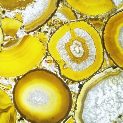 Hot Sale Translucent Gemstone Slab Natural Yellow Agate for Wall Decor, Countertop, Table Top
