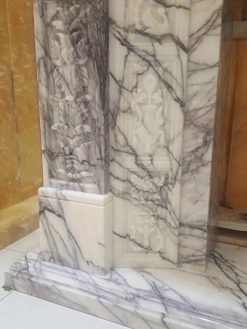 Indoor Decorative European Style White Marble Fireplace