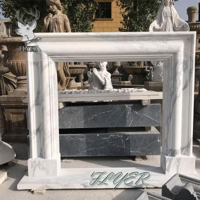 Modern Natural Stone Hand Carved French White Marble Fireplace Surround