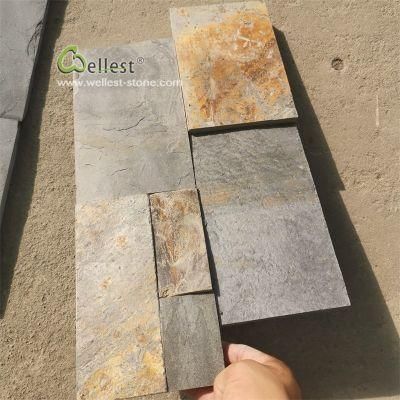 Wall Decoration Rough Finish Stacked Rusty Slate Ledge Stone Culture Stone Wall Cladding Panel