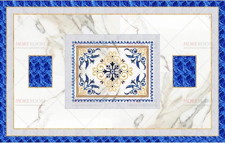 Gemstone Sodalite Blue Jasper Granite Water Jet Marble Medallion Floor Tiles