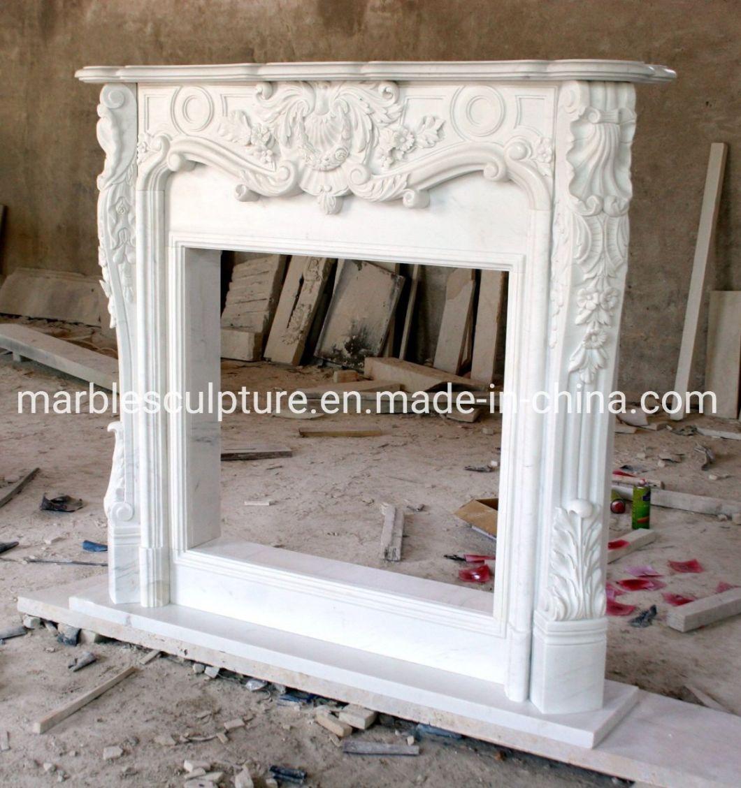 Home Decoration Cheap White Marble Fireplace for Furniture (SYMF-147)