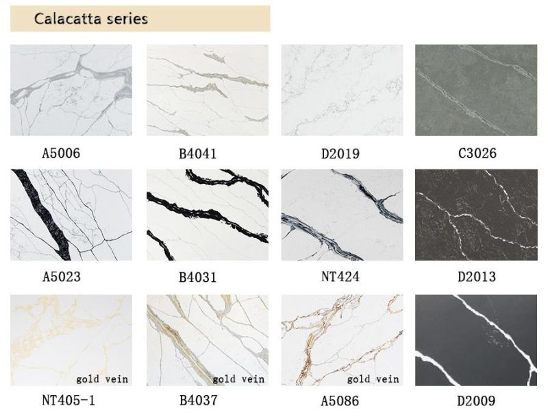 Wholesale Prefab Bathroom/Vanity Quartz Countertop Calacatta White Artificial Stone