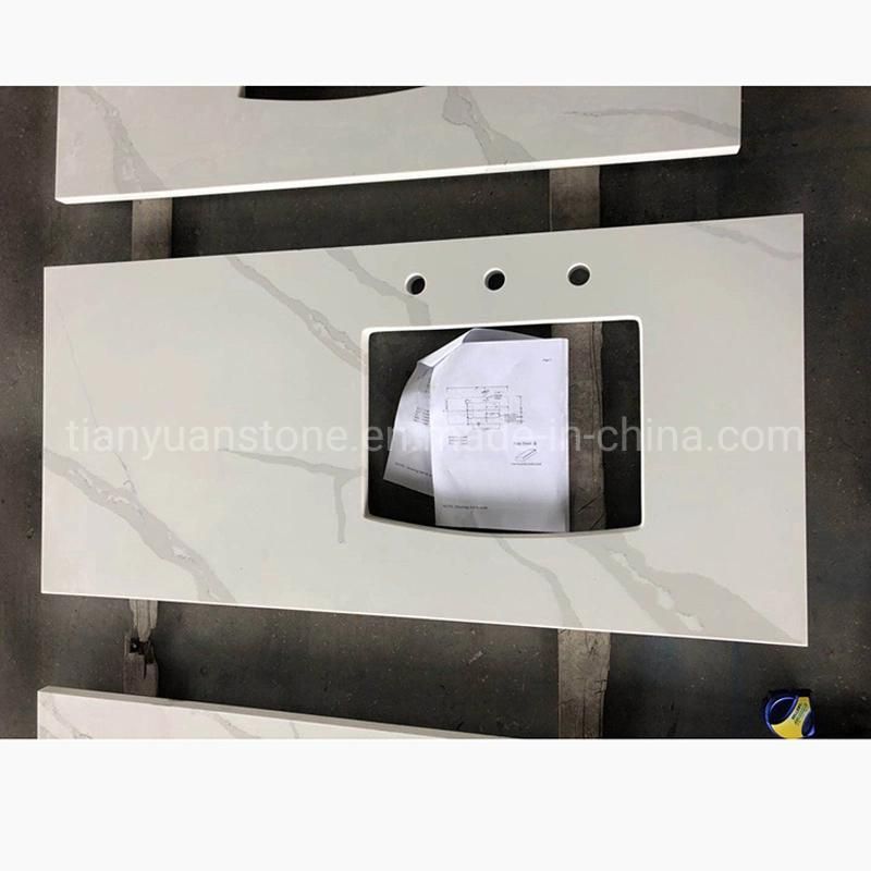Marble Look Artificial Stone Quartz Countertops with Veins