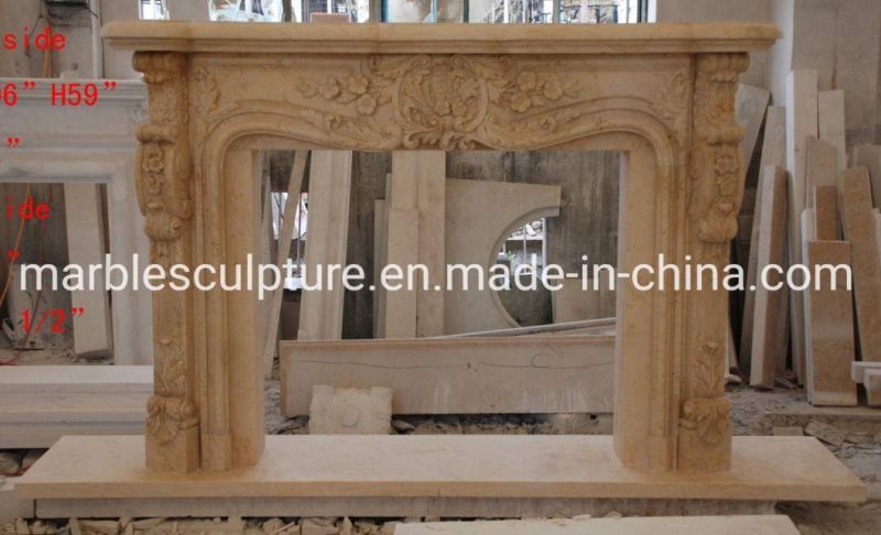 Popular Decoration Beige Marble Antique Fireplace for Furniture (SYMF-152)
