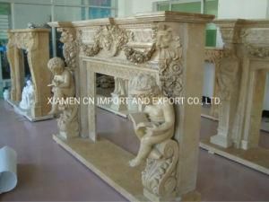 Natural Stone Marble Fireplace Mantels/Mantel Marble Surround Carved Electric Fireplace for Home/Hotel Decoration