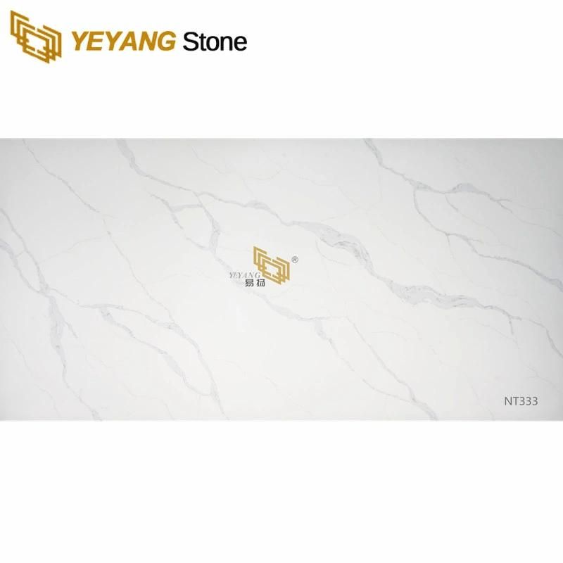 2cm White Quartz Slab for Kitchen/Bathroom/Countertops Hotel/Restaurant/Hospital Worktop