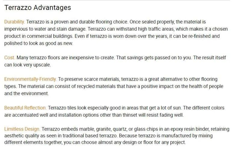 Attractive Design Cheap Terrazzo Tile Artificial Stone Public Project Flooring