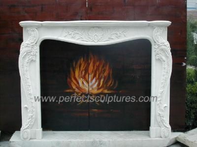 Rococo Baroque Style Fireplace with China Carrara White Marble (QY-LF039)