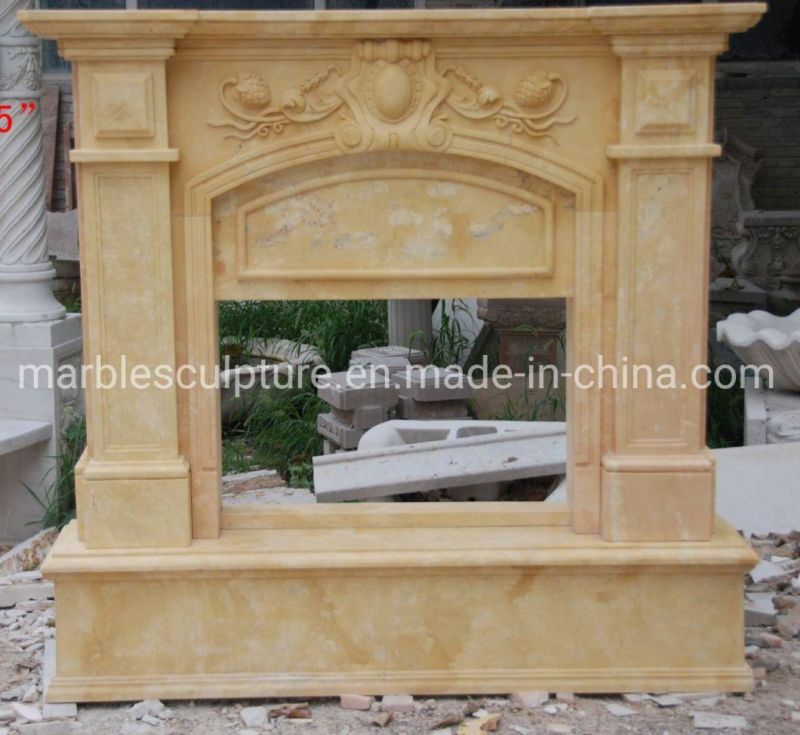 Hand Carved European Style Decorative Small Marble Fireplace Indoor (SYMF-221)
