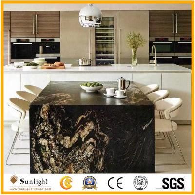 Natural Granite Black Gold Stone Kitchen Countertops with Custom Design