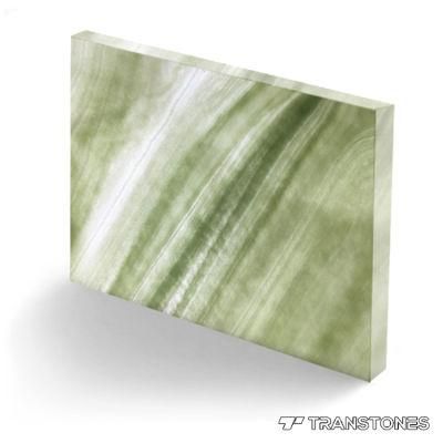 Transparent Solid Surface Green Texture Artificial Stone Alabaster Handrail