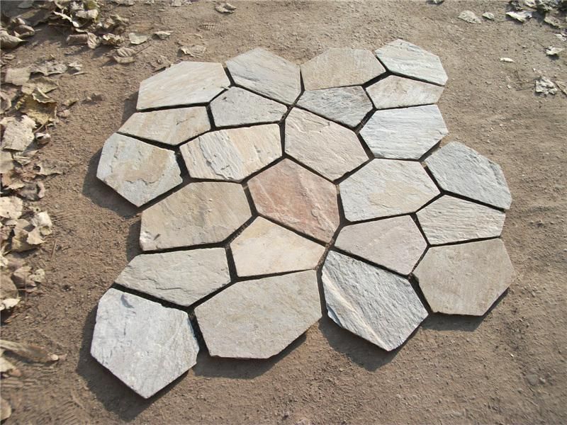 Yellow Slate Customized Slate Tiles with Mesh for Paving Wall Tile Veneer Wall Cladding Slate Tiles Building Material Decoration Exterior Wall Floor Tiles