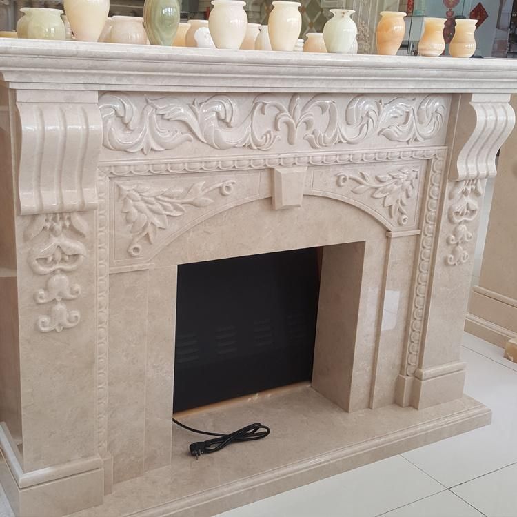 Stone Carving Home Decoration White Marble Fireplace Surround