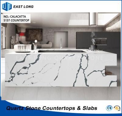 Quartz Stone Kitchen Countertop for Home Decoration with SGS Report (Calacatta)