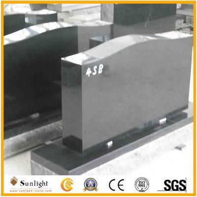 Black Granite European Headstone Monument Tombstone with Custom Modern Design