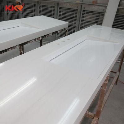 White Glossy Polished Pure White Quartz Stone Vanity Top
