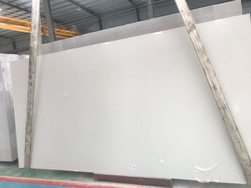 Pure White Engineered Stone Polished Countertop Artificial Marble Kitchen Island