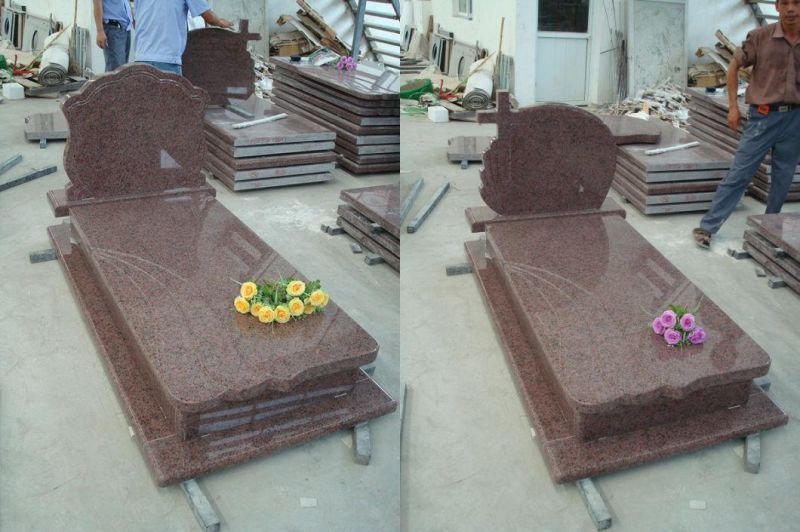 European Style Red Granite Tombstone High Quality Strict QC Natural Stone Customized