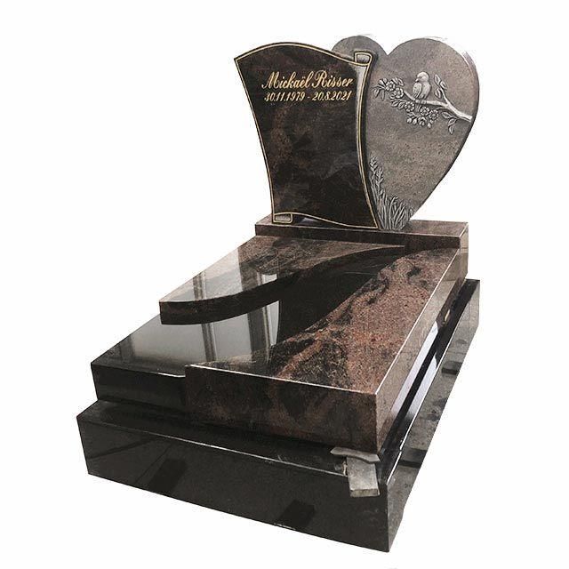 French Style Dark Red Granite Memorial Monuments with Engraving Carvings
