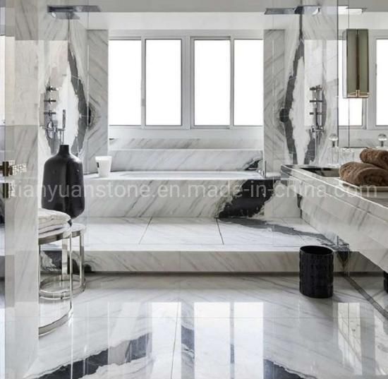 Black and White Polished Natural Panda Marble for Interior Wall Cladding and Flooring