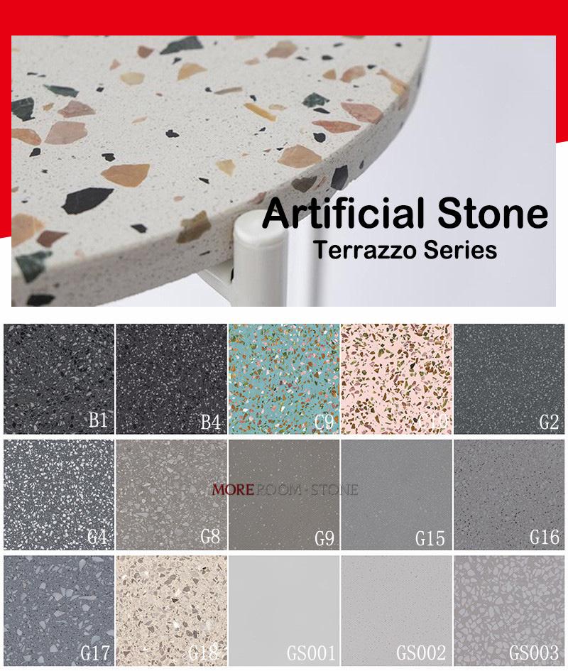 Engineered Stone Bathroom Wall Decor Light Grey Terrazzo Slab